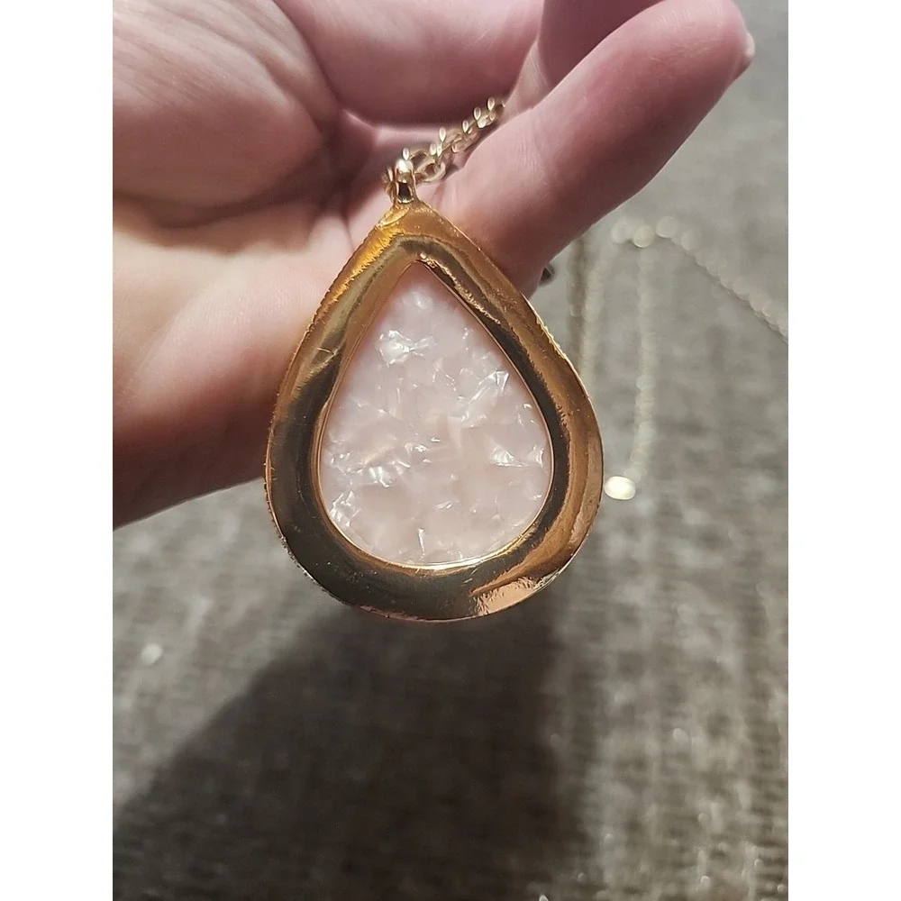 pink teardrop necklace and Dangle earrings Can Hook For Any Length